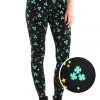 Tipsy Elves Women Metallic Shooting Clover Leggings