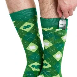 Tipsy Elves Men's Argyle Clover Socks With Pockets