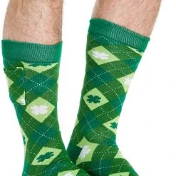 Tipsy Elves Men's Argyle Clover Socks With Pockets