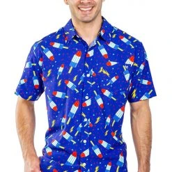Tipsy Elves Men's Grand Finale Button Down Shirt Patriotic