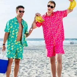 Tipsy Elves Spring Men's Pink Banana Hawaiian Shirt 15 Tipsy Elves Spring Men's Pink Banana Hawaiian Shirt