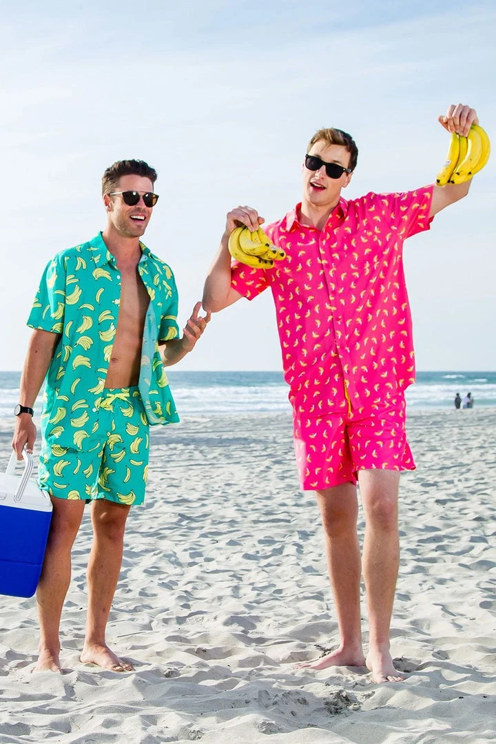 Tipsy Elves Spring Men's Pink Banana Hawaiian Shirt 9 Tipsy Elves Spring Men's Pink Banana Hawaiian Shirt