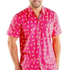 Tipsy Elves Spring Men's Pink Banana Hawaiian Shirt 11 Tipsy Elves Spring Men's Pink Banana Hawaiian Shirt