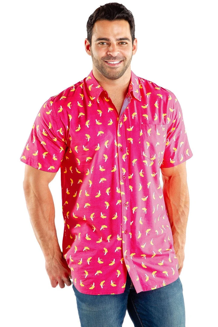 Tipsy Elves Spring Men's Pink Banana Hawaiian Shirt 5 Tipsy Elves Spring Men's Pink Banana Hawaiian Shirt