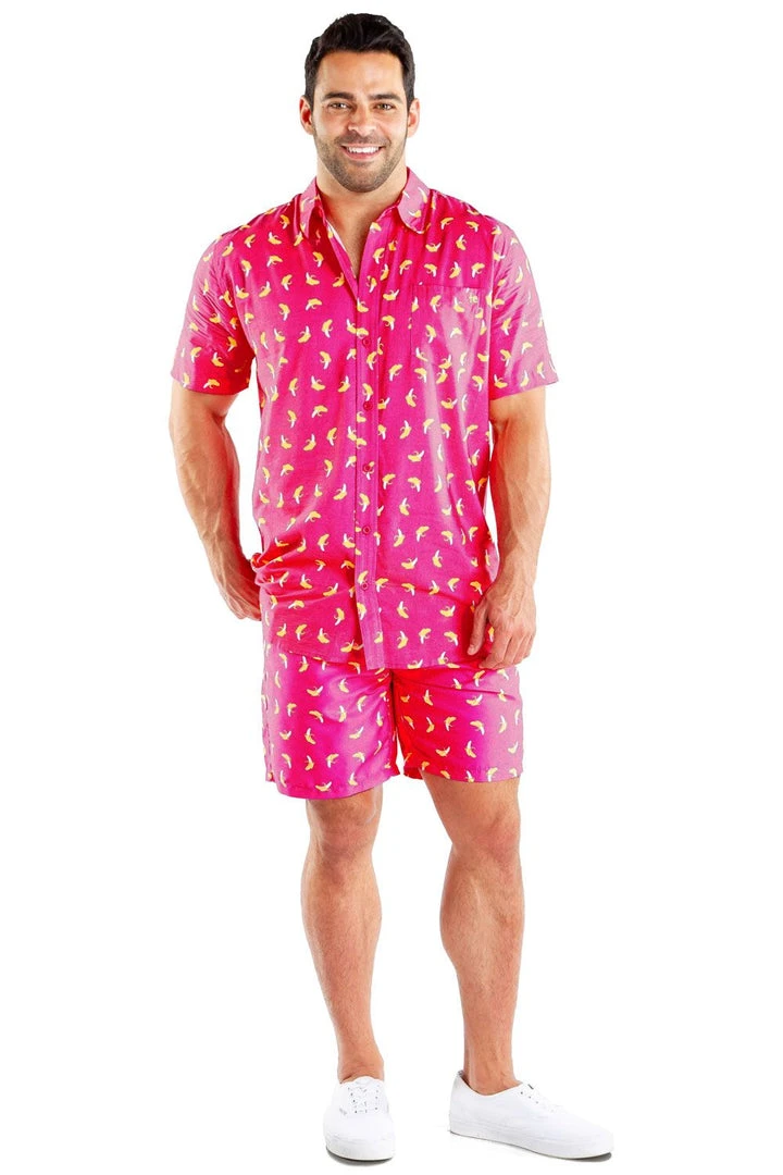 Tipsy Elves Spring Men's Pink Banana Hawaiian Shirt 7 Tipsy Elves Spring Men's Pink Banana Hawaiian Shirt