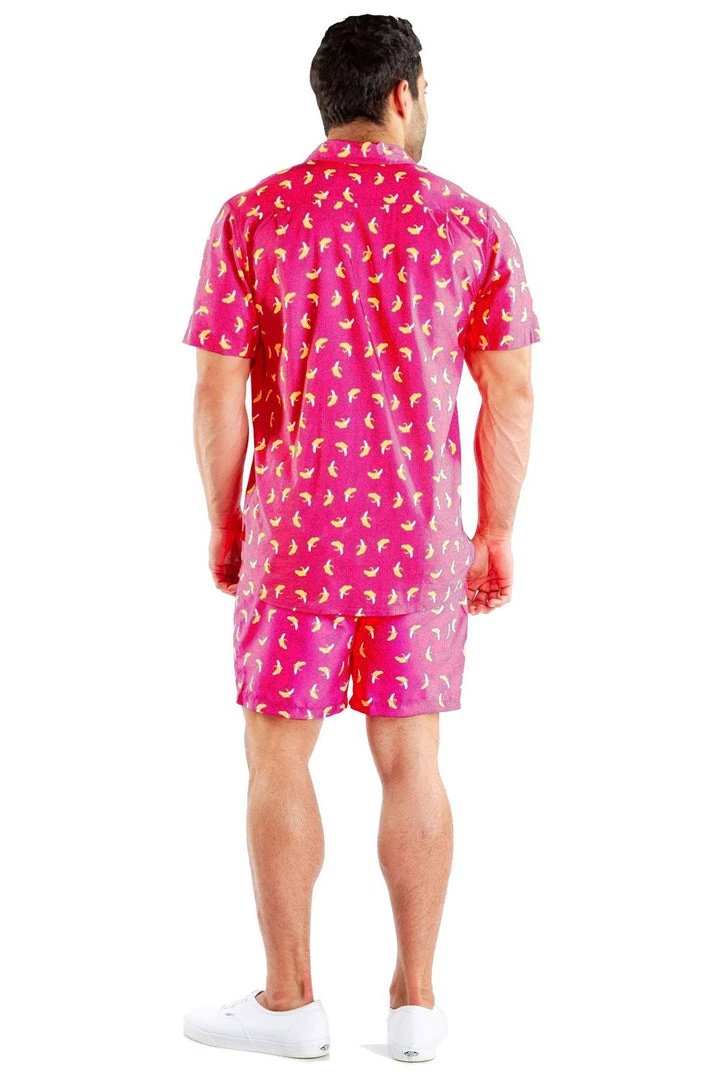 Tipsy Elves Spring Men's Pink Banana Hawaiian Shirt 8 Tipsy Elves Spring Men's Pink Banana Hawaiian Shirt