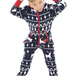 Tipsy Elves Holidays & Occasions Boy's / Girl's Blue Fair Isle Reindeer Jumpsuit 12 Tipsy Elves Holidays & Occasions Boy's / Girl's Blue Fair Isle Reindeer Jumpsuit