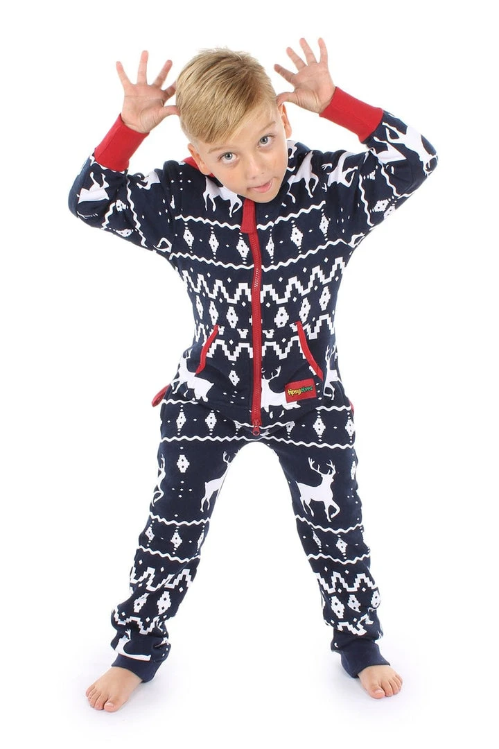 Tipsy Elves Holidays & Occasions Boy's / Girl's Blue Fair Isle Reindeer Jumpsuit 6 Tipsy Elves Holidays & Occasions Boy's / Girl's Blue Fair Isle Reindeer Jumpsuit