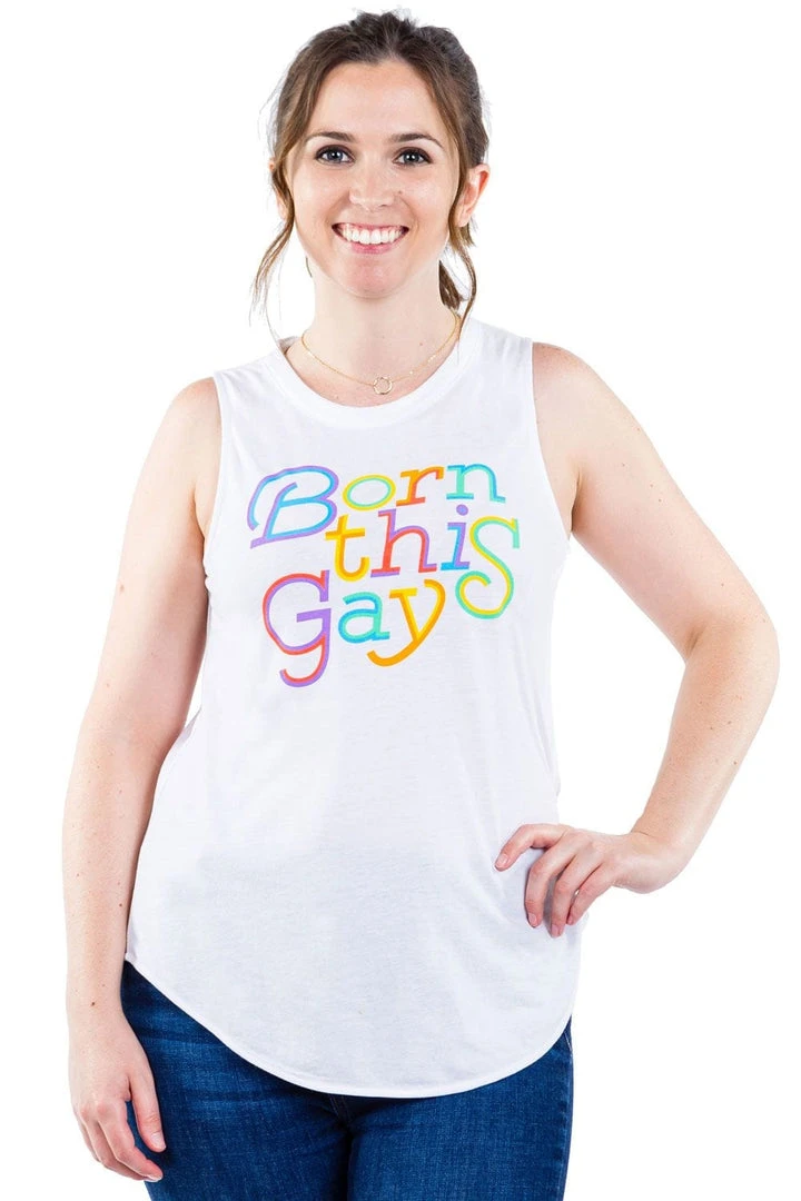 Tipsy Elves Born This Gay Tank Top - Women's Cut 4 Tipsy Elves Born This Gay Tank Top - Women's Cut