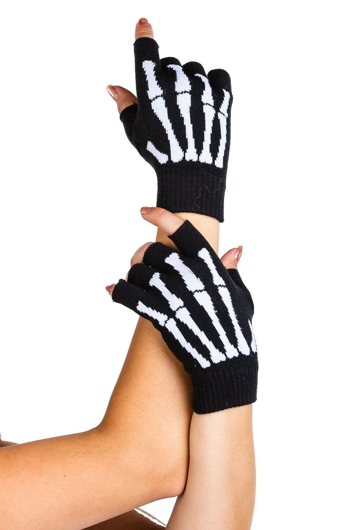 Tipsy Elves Holidays & Occasions Fingerless Skeleton Gloves 4 Tipsy Elves Holidays & Occasions Fingerless Skeleton Gloves