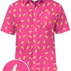 Tipsy Elves Spring Men's Pink Banana Hawaiian Shirt