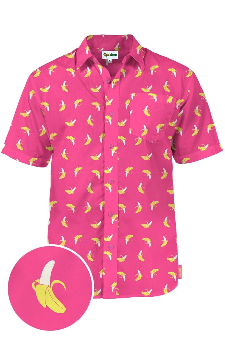 Tipsy Elves Spring Men's Pink Banana Hawaiian Shirt 3 Tipsy Elves Spring Men's Pink Banana Hawaiian Shirt