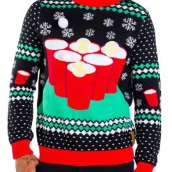 Tipsy Elves Men's Cheer Pong Game Ugly Christmas Sweater
