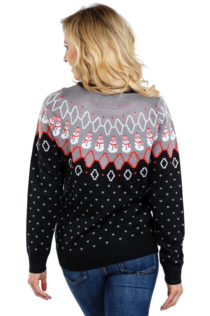 Tipsy Elves Women's Swooping Snowman Ugly Christmas Sweater 5 Tipsy Elves Women's Swooping Snowman Ugly Christmas Sweater