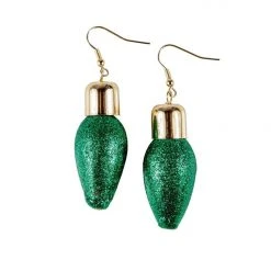 Tipsy Elves Women Green Christmas Lights Earrings