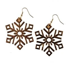 Tipsy Elves Women Gold Snowflake Earrings