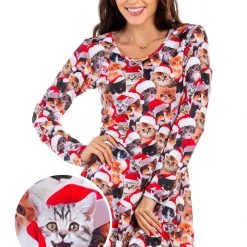 Tipsy Elves Women's Meowy Catmus Dress