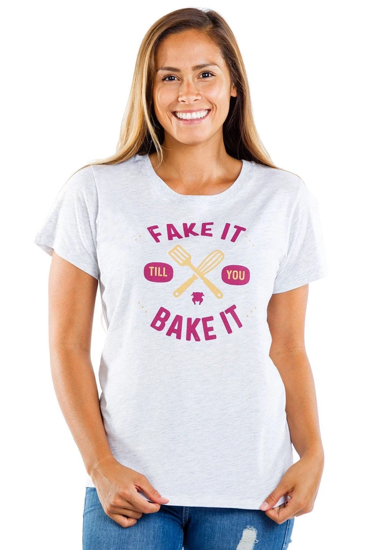 Tipsy Elves Women's Fake It Till You Bake It Tee 4 Tipsy Elves Women's Fake It Till You Bake It Tee
