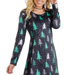 Tipsy Elves Women's Tree Long Sleeve Dress