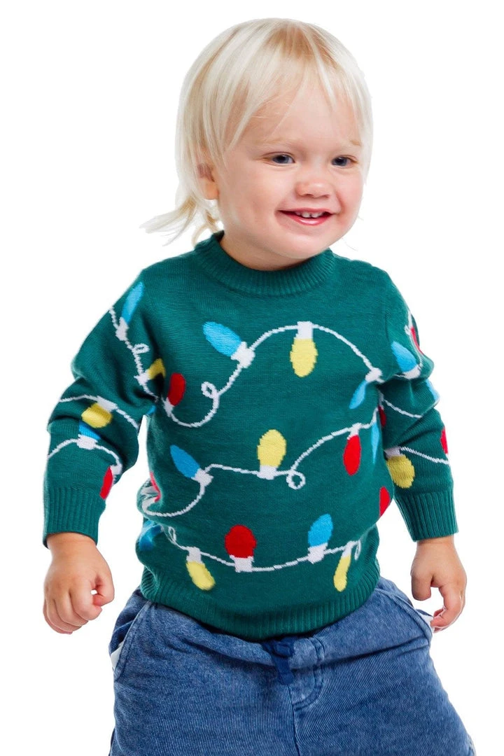 Tipsy Elves Baby / Toddler Green Christmas Lights Sweater Kids & Baby 3 Tipsy Elves Baby / Toddler Green Christmas Lights Sweater Kids & Baby