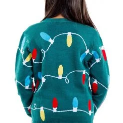 Tipsy Elves Boy's / Girl's Green Christmas Lights Ugly Christmas Sweater Kids & Baby
