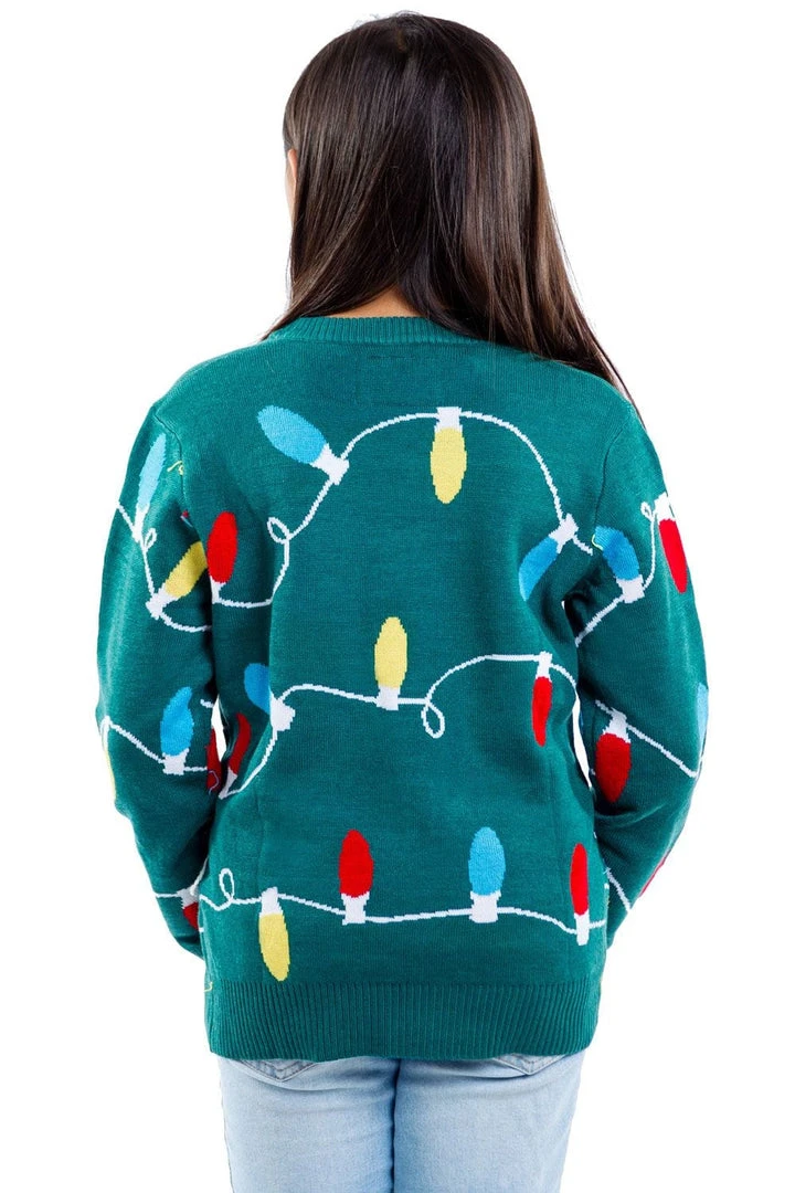 Tipsy Elves Boy's / Girl's Green Christmas Lights Ugly Christmas Sweater Kids & Baby 4 Tipsy Elves Boy's / Girl's Green Christmas Lights Ugly Christmas Sweater Kids & Baby