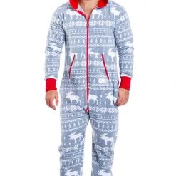 Tipsy Elves Men's Grey Moose Jumpsuit 12 Tipsy Elves Men's Grey Moose Jumpsuit