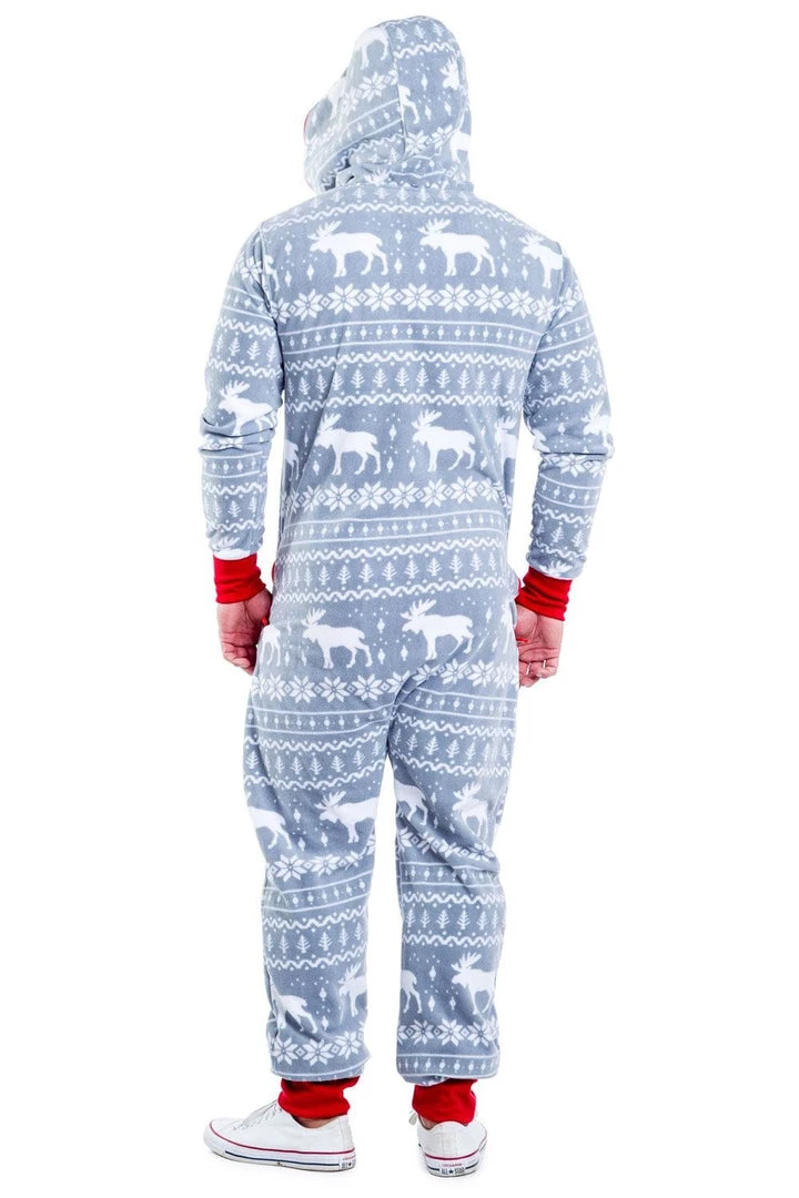 Tipsy Elves Men's Grey Moose Jumpsuit 6 Tipsy Elves Men's Grey Moose Jumpsuit