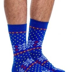 Tipsy Elves Men's Blue Fair Isle Socks