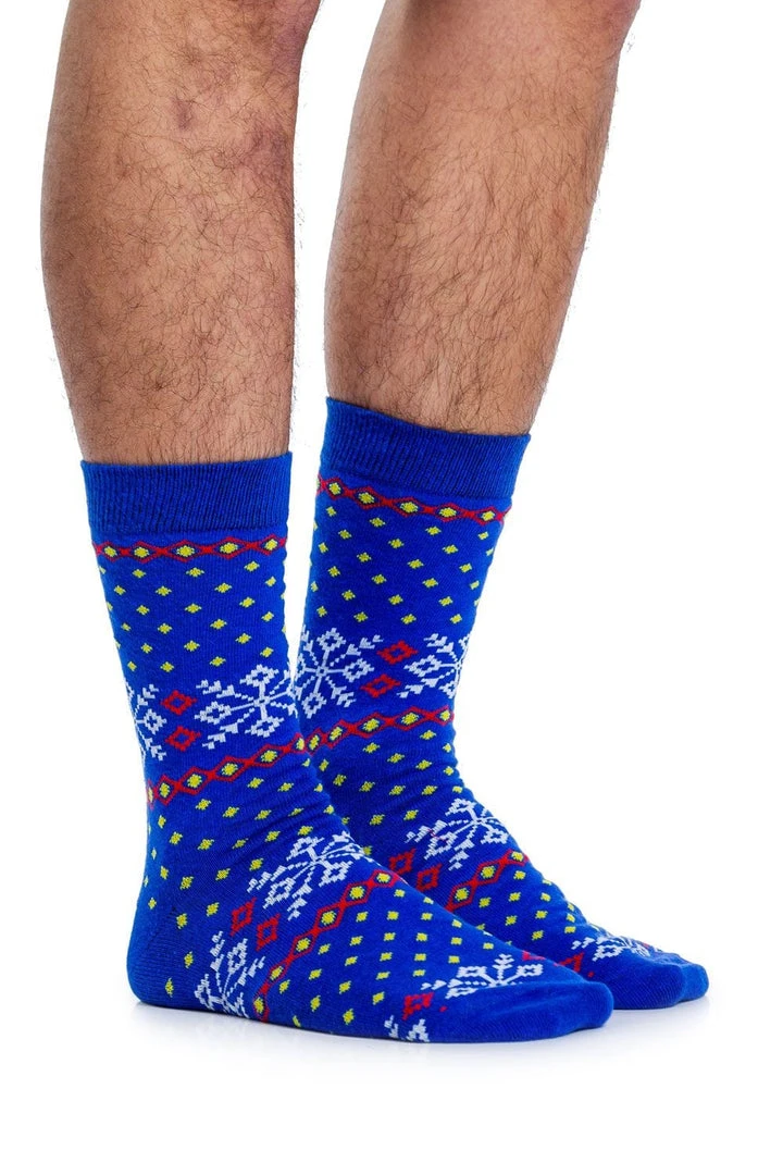 Tipsy Elves Men's Blue Fair Isle Socks 3 Tipsy Elves Men's Blue Fair Isle Socks