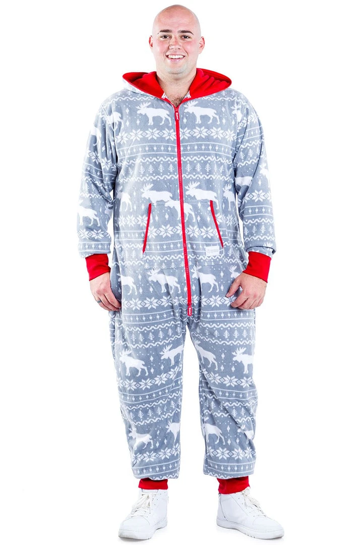 Tipsy Elves Men's Grey Moose Jumpsuit 8 Tipsy Elves Men's Grey Moose Jumpsuit