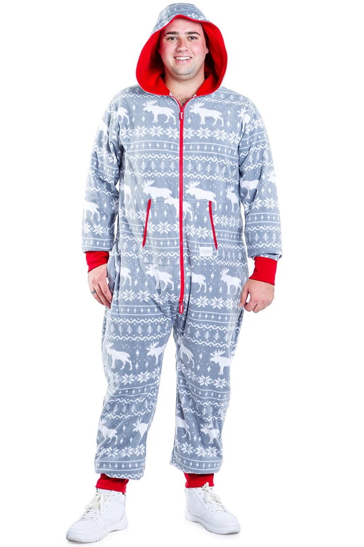 Tipsy Elves Men's Grey Moose Jumpsuit 9 Tipsy Elves Men's Grey Moose Jumpsuit