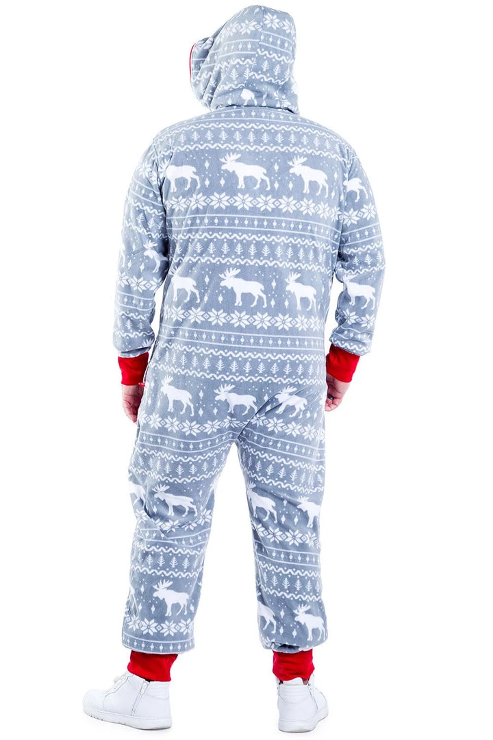 Tipsy Elves Men's Grey Moose Jumpsuit 10 Tipsy Elves Men's Grey Moose Jumpsuit