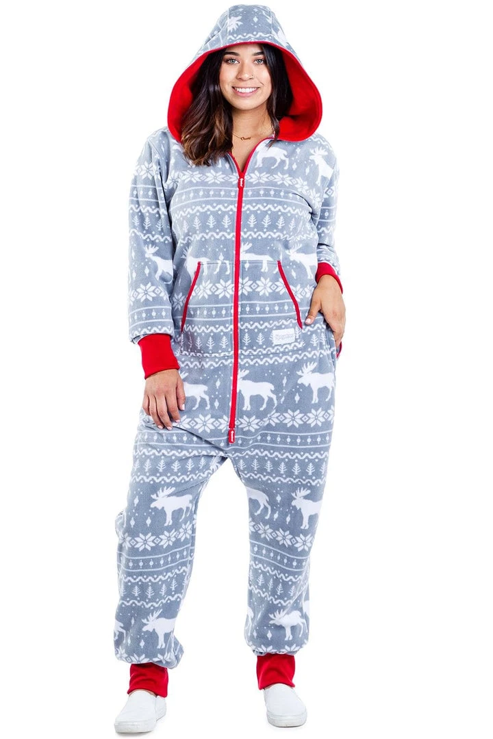 Tipsy Elves Women's Grey Moose Jumpsuit 6 Tipsy Elves Women's Grey Moose Jumpsuit