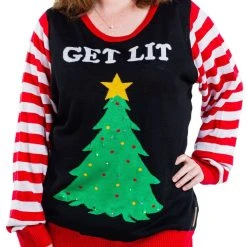 Tipsy Elves Women's Get Lit Light Up Ugly Christmas Sweater 12 Tipsy Elves Women's Get Lit Light Up Ugly Christmas Sweater