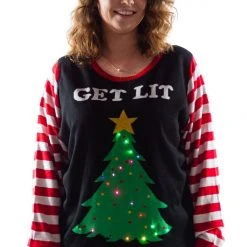 Tipsy Elves Women's Get Lit Light Up Ugly Christmas Sweater 13 Tipsy Elves Women's Get Lit Light Up Ugly Christmas Sweater