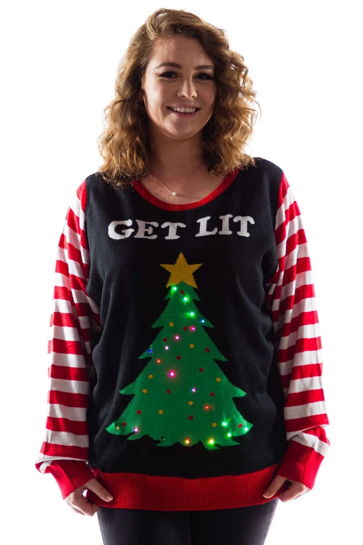 Tipsy Elves Women's Get Lit Light Up Ugly Christmas Sweater 6 Tipsy Elves Women's Get Lit Light Up Ugly Christmas Sweater