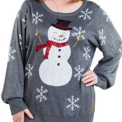 Tipsy Elves Women's Sequined Snow Day Ugly Christmas Sweater