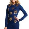 Tipsy Elves Women's Golden Snowflake Sweater Dress 2 Tipsy Elves Women's Golden Snowflake Sweater Dress