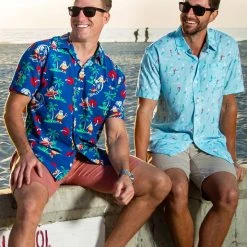 Tipsy Elves Men's Surf's Up Santa Hawaiian Shirt Spring