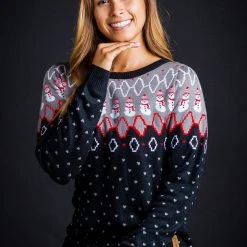 Tipsy Elves Women's Swooping Snowman Ugly Christmas Sweater