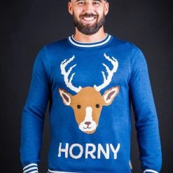 Tipsy Elves Men's Horny As Buck Ugly Christmas Sweater