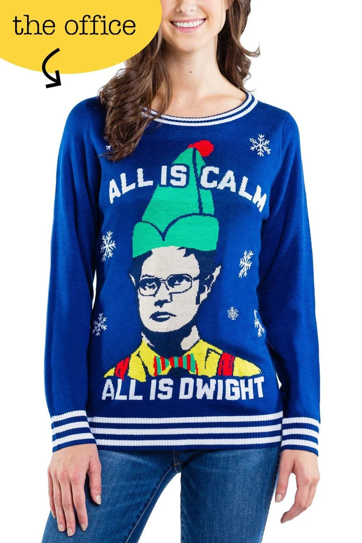 Tipsy Elves Women's All Is Calm All Is Dwight Sweater 3 Tipsy Elves Women's All Is Calm All Is Dwight Sweater