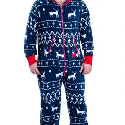 Tipsy Elves Men's Blue Reindeer Big And Tall Jumpsuit