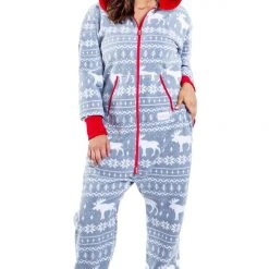 Tipsy Elves Women's Grey Moose Plus Size Jumpsuit