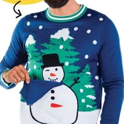 Tipsy Elves Men's Peekaboo Snowman Ugly Christmas Sweater