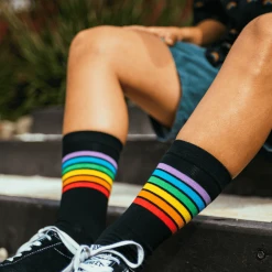 Tipsy Elves Black Rainbow Socks - Men's Cut