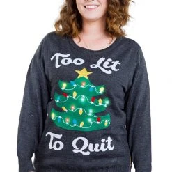 Tipsy Elves Women's Too Lit Light Up Plus Size Ugly Christmas Sweater 7 Tipsy Elves Women's Too Lit Light Up Plus Size Ugly Christmas Sweater