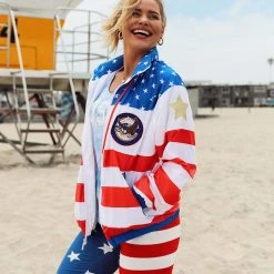 Tipsy Elves Women's American Flag Windbreaker Jacket