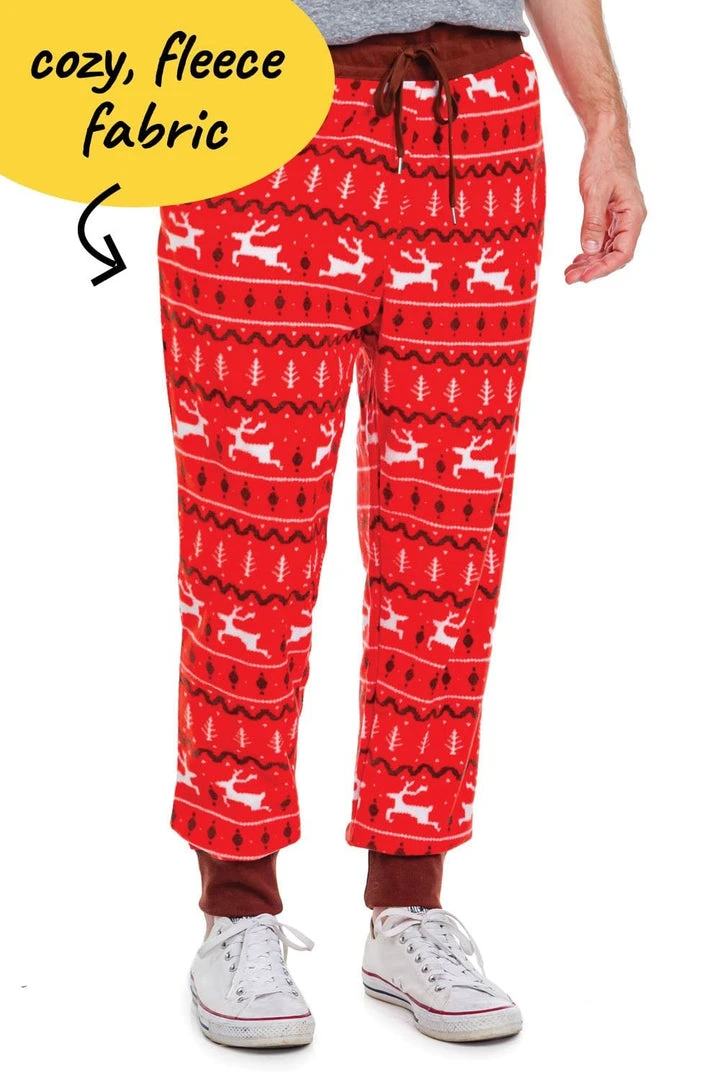 Tipsy Elves Men's Red Reindeer Jogger Sweatpants 3 Tipsy Elves Men's Red Reindeer Jogger Sweatpants